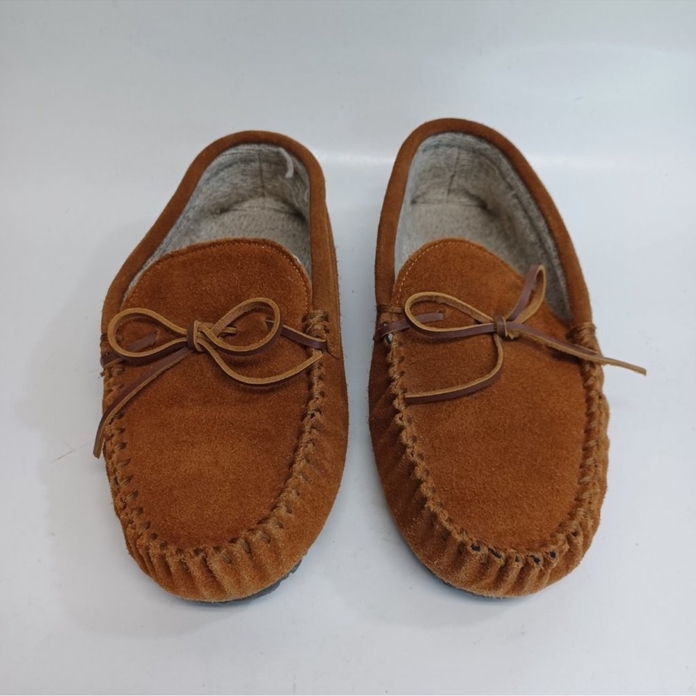 Minnetonka Mens Brown Suede Wool Lined Slipper Moccasins Size 9